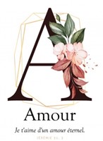 Carte postale avec verset Lettre A - Amour