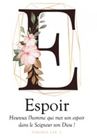 Carte postale avec verset Lettre E - Espoir