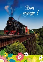 Carte double citation train à vapeur sur un pont