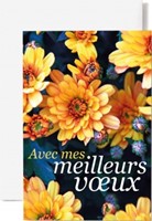 Carte double verset massif de fleurs jaunes