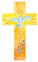 Croix en bois : colombe, olivier