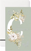 Carte double condoléances fleurs et papillons sur fond vert