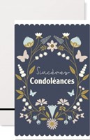 Mignonnette condoléances fleurs sur fond noir