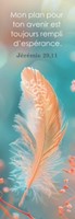 Marque-pages plume orange sur fond bleu