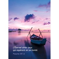 Mini carte barque sur un lac au couchant