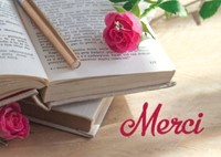 Mini carte livre ouvert, rose, stylo et bague