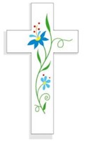 Croix amour fleurs bleues
