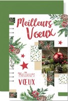Carte double fin année bougie et branches de sapin
