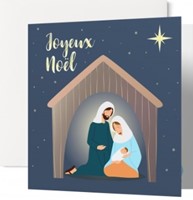 Carte double noël crèche Marie, Joseph et Jésus