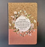 Carnet A5  liège et toile pêche