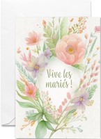 Carte double mariage composition florale en aquarelle