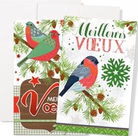 Lot 5 mignonnettes Bonne Année oiseaux sur une branche