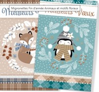 Lot 5 mignonnettes Bonne Année animaux et motifs floraux