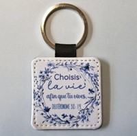 Porte-clés fleurs bleue