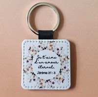 Porte-clés fleurs papillon beige