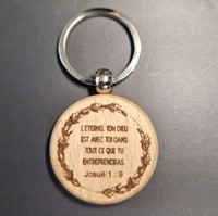 Porte-clés bois,  couronne olivier