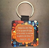 Porte-cles noir bulles multicolores