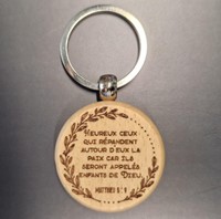 Porte-clés bois couronne feuillage