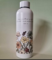 Bouteille isotherme blanche fleurs et papillons