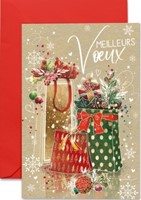 Carte double fin d'année cadeaux et divers éléments de Noël