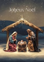 Carte postale joyeux Noël Crèche traditionnelle avec Jésus, Marie et Joseph