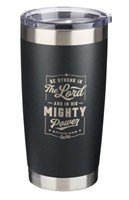 Mug  de voyage en acier inoxydable Be strong with the Lord -  avec paille réutilisable