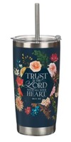 Mug  de voyage en acier inoxydable Trust in to the Lord  -  avec paille réutilisable