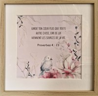 Tableau 20 x 20 cm oiseau fleurs