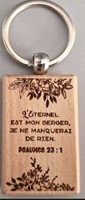 Porte-clés bois rectangulaire fleurs