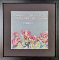 Tableau 20 x 20 cm oiseau fleurs