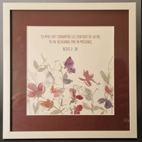 Tableau 20 x 20 cm oiseau fleurs