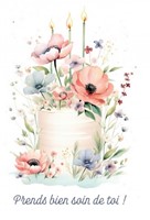 Carte postale aquarelle d'un vase avec un bouquet de fleurs