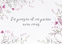 Carte postale condoléances petites fleurs fine à l'aquarelle