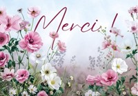Mini carte fleurs roses et blanches
