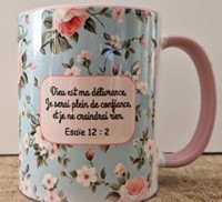 Mug bleu couronne de fleurs