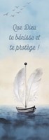 Marque-pages peinture d'un bateau avec des plumes pour voiles