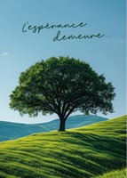 Carte postale message arbre sur le flanc d'une colline