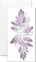 Carte double condoléances branches de feuilles voilettes dessinées