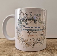 Mug brillant couronne de  fleurs et papillons