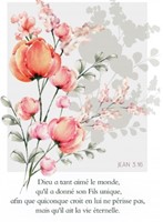 Carte postale avec verset aquarelle d'un bouquet de fleurs