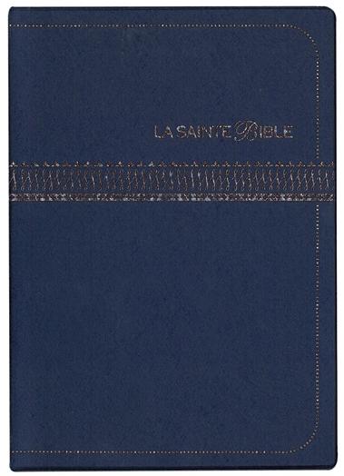 Bible vinyle bleu marine, embossage argent, texte confort