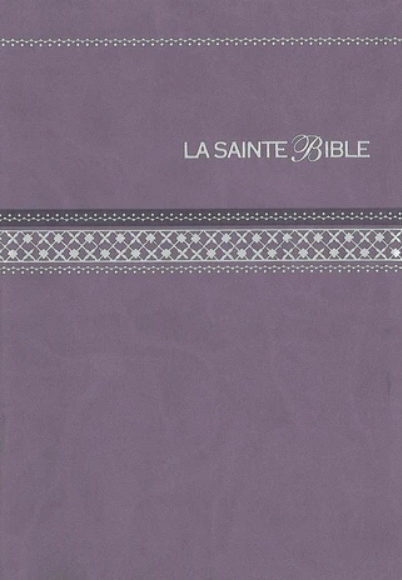 Bible similicuir parme, tranche argent, gros caractères