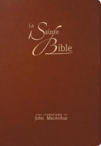 Bible NEG MacArthur, onglets, simili-cuir brun, souple, tranche blanche