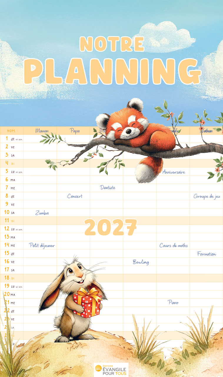 Calendrier Notre planning 2027