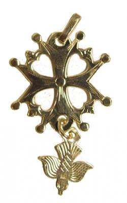 Croix huguenote plaqué or 21 mm