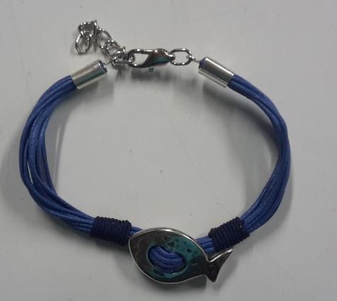 Bracelet corde bleu + poisson