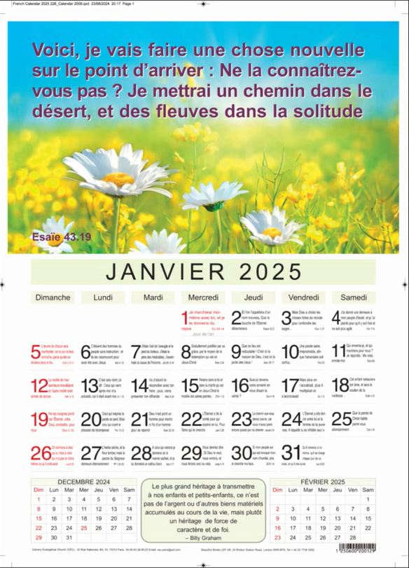 Calendrier mural souple 2025