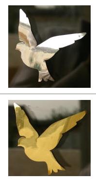 Autocollant colombe argent ou or