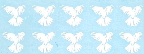 Planche de 12 colombes blanches de 2 cm