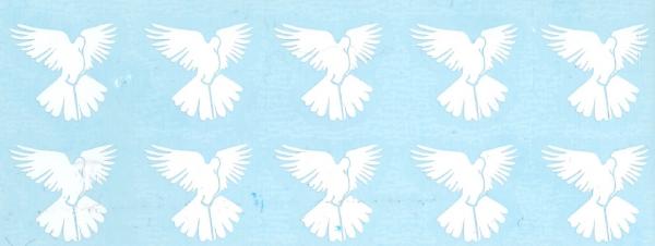 Planche de 12 colombes blanches de 2 cm